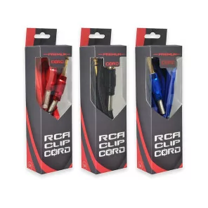 Блок питания RCA шнур - тканый материал Raudona/ juoda/ mėlyna (1.8m)